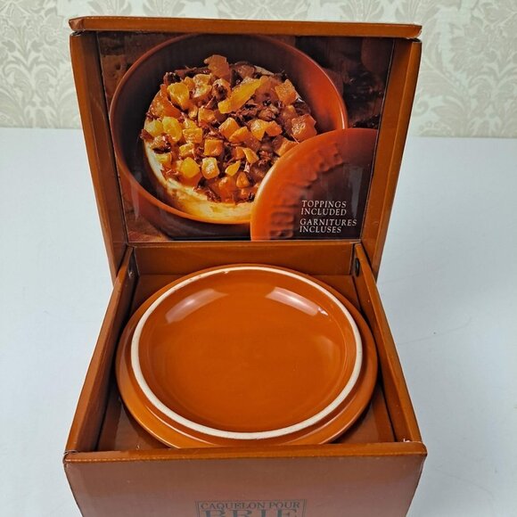 Gourmet du Village Bistro Collection Brie Baker Orange/Brown EUC In Original Box - Picture 2 of 12